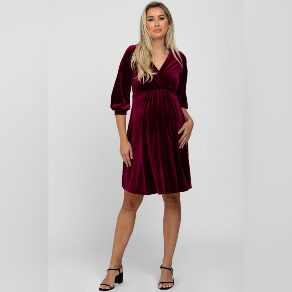 Pinkblush burgundy velvet velour dress nwot